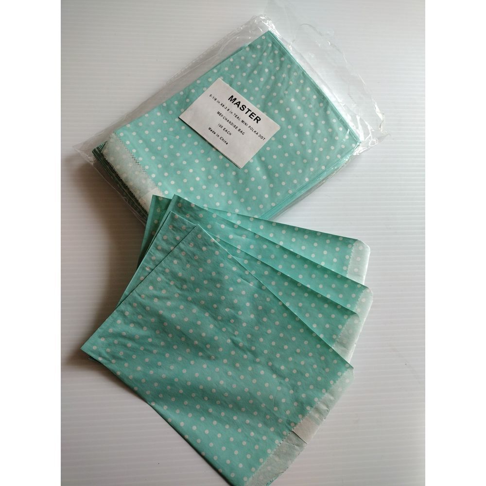 MASTER 5X7 Paper‎ Gift Bags Candy Teal Mini Polka Dot Merchandise Bag 100 Pcs